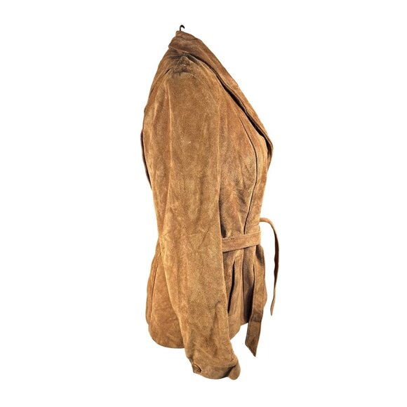 Vintage Brown Suede Womens Blazer Jacket By Bermans Size 14 - Picture 4 of 14